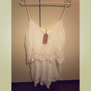 STILL HAS TAG - White Lace Romper